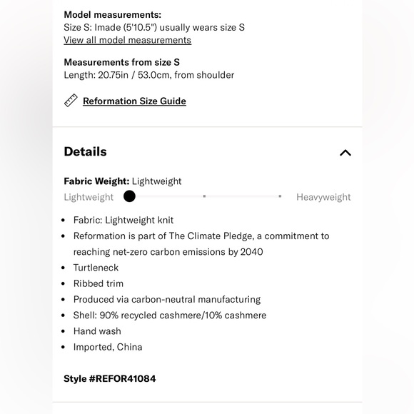 Reformation - Arco Cashmere Sleeveless Turtleneck Sweater in Barley, XS - Picture 6 of 10